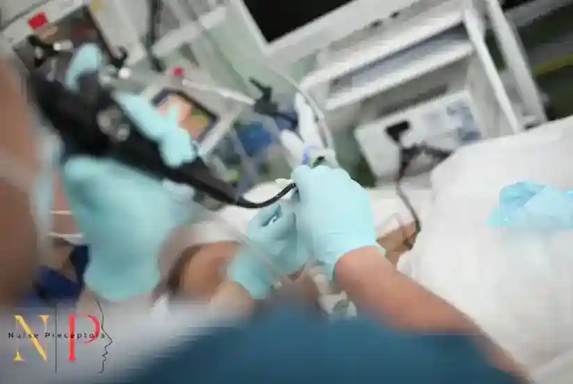nurse operating a ventilator