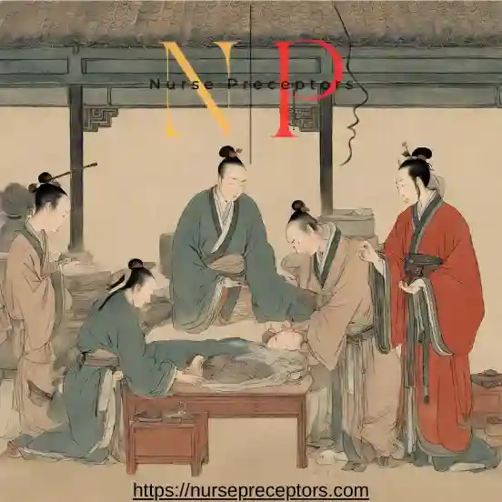 Chinese physician treating a sick
