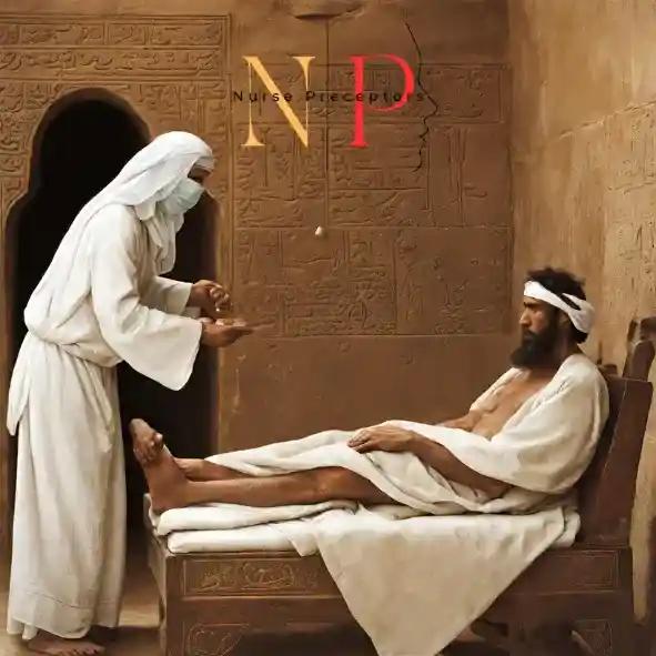 an arabic physician treating a sick person