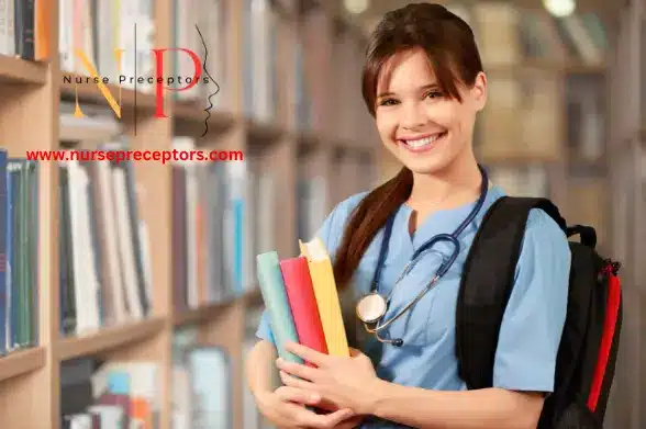 nurse standing in library